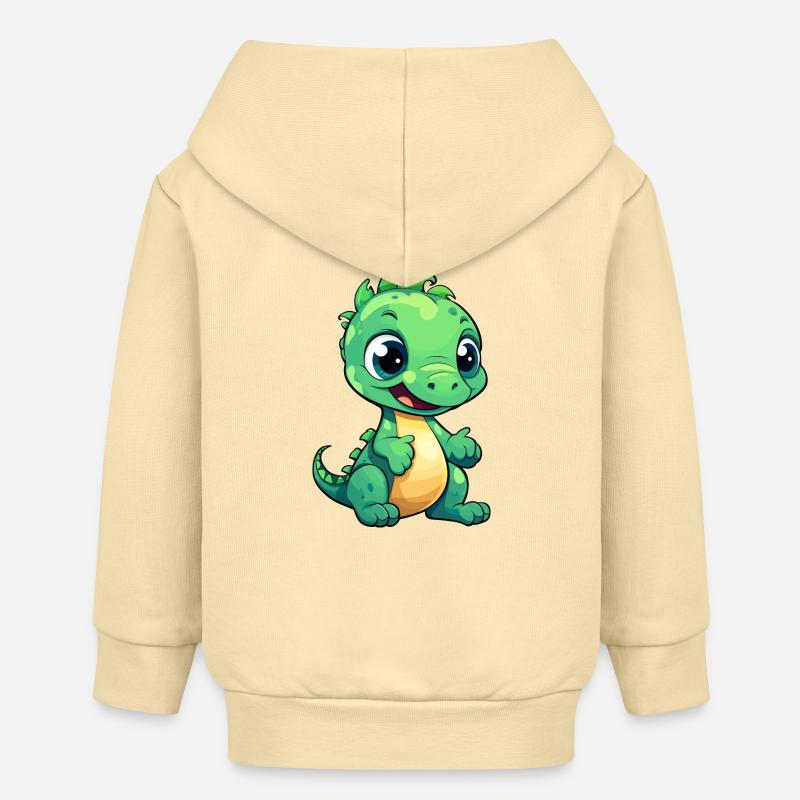 Mignon bébé dinosaure souriant - Veste à capuche bébé bio Stanley/Stella - crème
