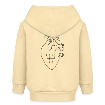 Heart Gear Shift Driver - Baby Organic Zip-up Hoodie by Stanley/Stella - cream - Back
