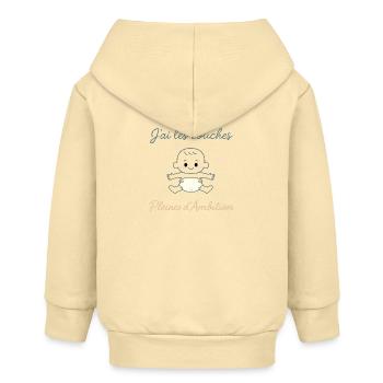"j'ai les couches pleines d'ambition " - Veste à capuche bébé bio Stanley/Stella - crème - Dos