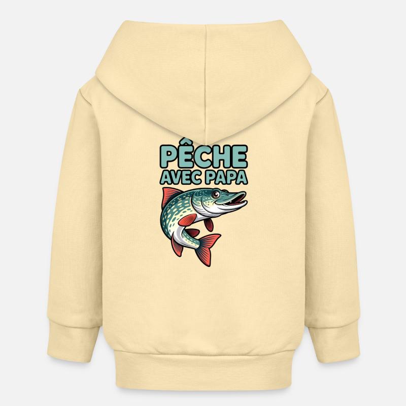 Poisson peche avec papa - Veste à capuche bébé bio Stanley/Stella - crème