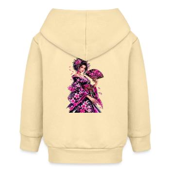 Geisha Blütenkimonokunst - Baby Organic Kapuzenjacke Baby Connector von Stanley/Stella - Creme - Hinten