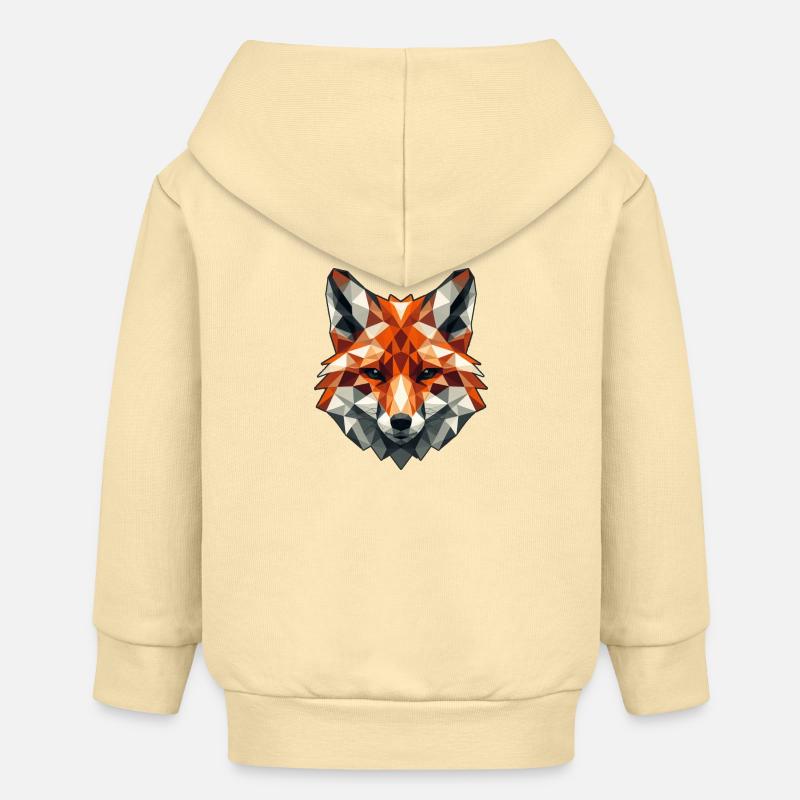 Motif de renard en forme de polygone - Veste à capuche bébé bio Stanley/Stella - crème