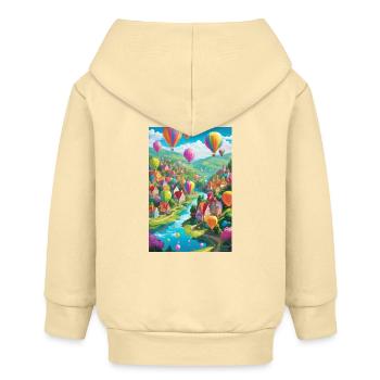 Balloon Villagescape Panorama - Baby Organic Zip-up Hoodie by Stanley/Stella - cream - Back