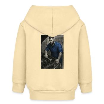 Industrieller Handwerker mit Schraubenschlüssel - Baby Organic Kapuzenjacke Baby Connector von Stanley/Stella - Creme - Hinten