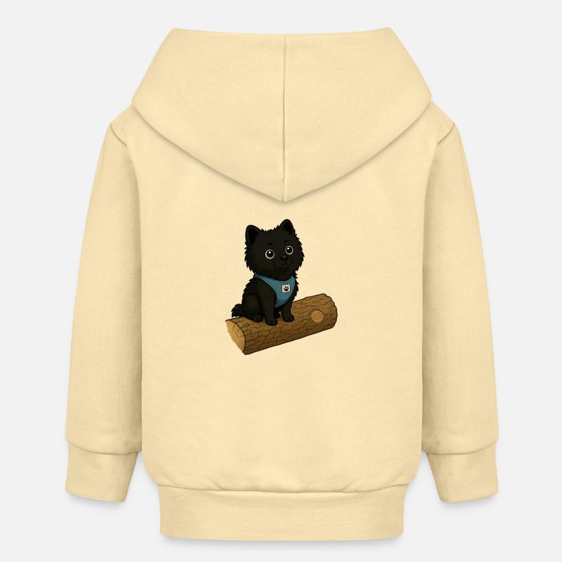 Chien mignon avec tronc d’arbre - Veste à capuche bébé bio Stanley/Stella - crème