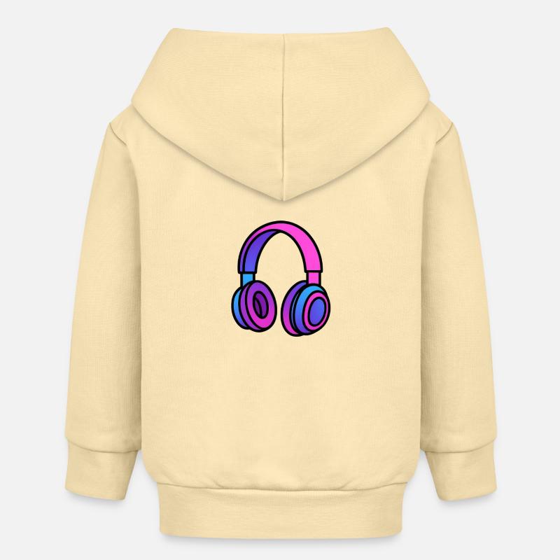 Illustration de casque dégradé de néon - Veste à capuche bébé bio Stanley/Stella - crème