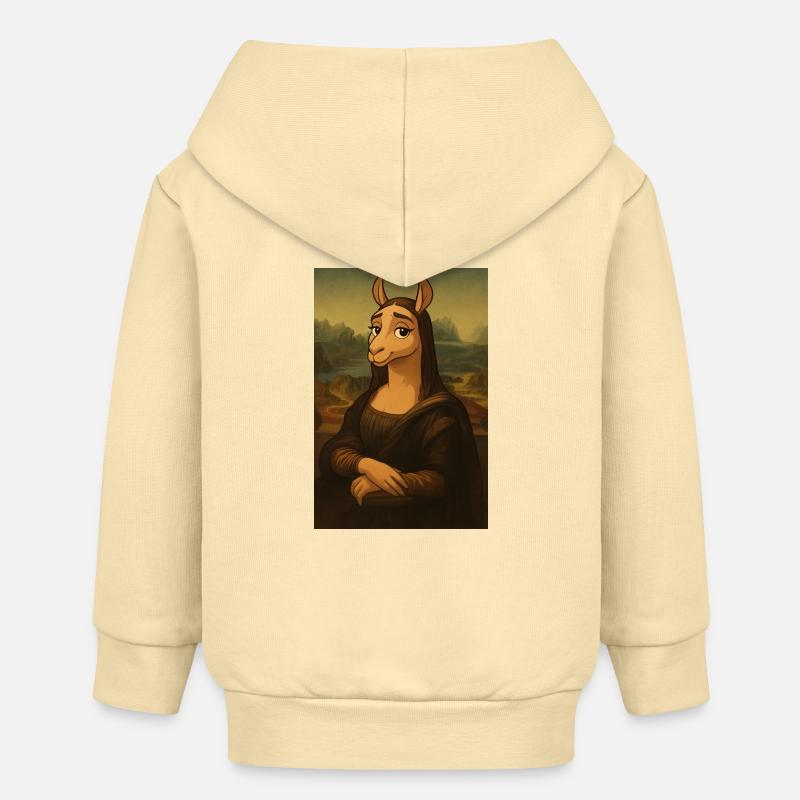 Lama Mona Lisa Enigmatique - Veste à capuche bébé bio Stanley/Stella - crème