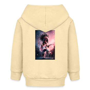 Poupée de pierre à dreadlocks avec guitare rose - Veste à capuche bébé bio Stanley/Stella - crème - Dos