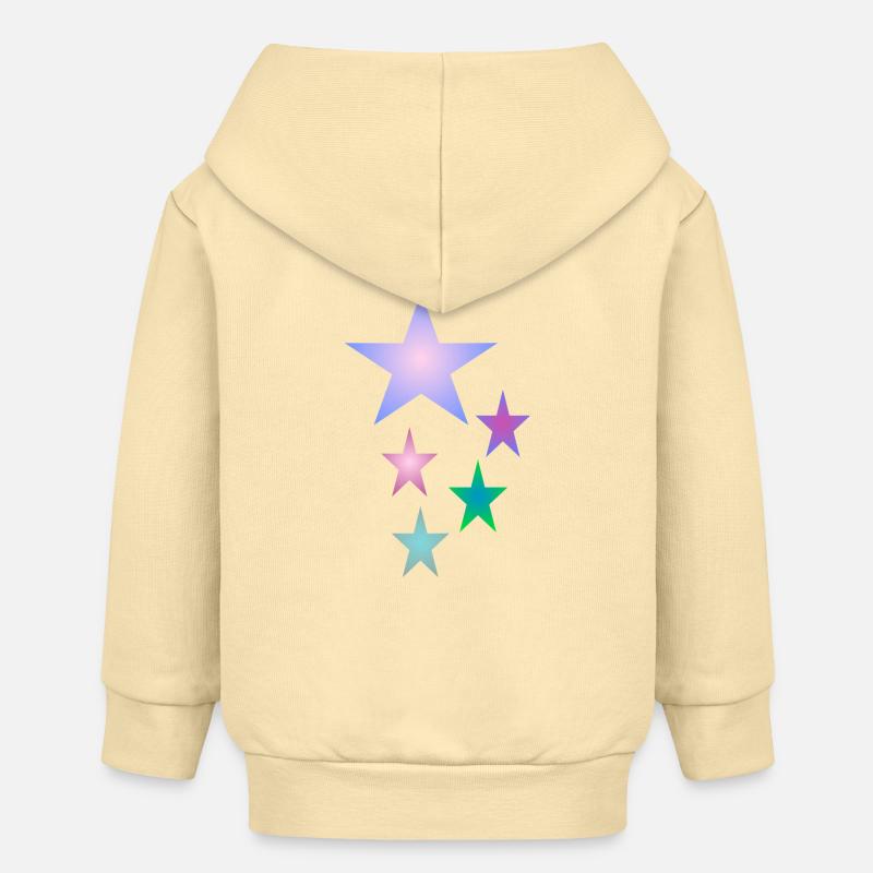 Stern . Des étoiles colorées - Veste à capuche bébé bio Stanley/Stella - crème