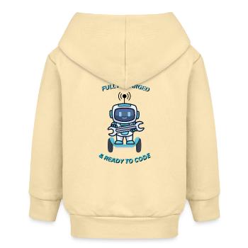 Roboter mit Schraubenschlüssel - Baby Organic Kapuzenjacke Baby Connector von Stanley/Stella - Creme - Hinten