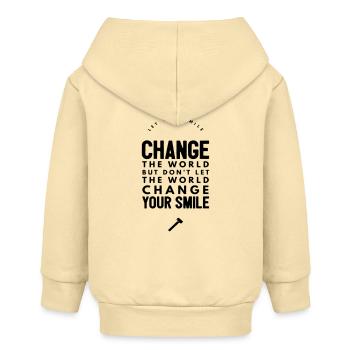 Lächeln Verändere die Welt Zitat - Baby Organic Kapuzenjacke Baby Connector von Stanley/Stella - Creme - Hinten
