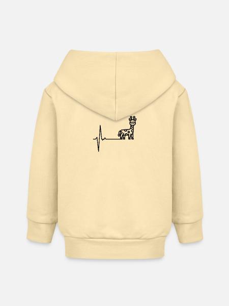 Heartbeat giraffe - Baby Organic Zip-up Hoodie by Stanley/Stella - cream