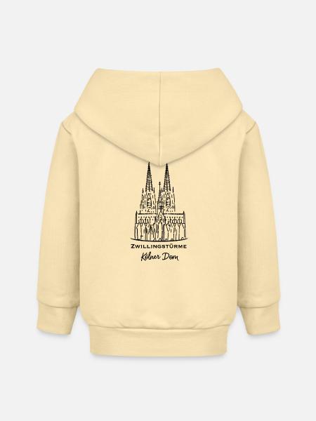 Kölner Dom, Doppeltürme - Baby Organic Kapuzenjacke Baby Connector von Stanley/Stella - Creme