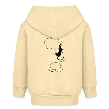 Chat noir suspendu à un nuage. - Veste à capuche bébé bio Stanley/Stella - crème - Dos