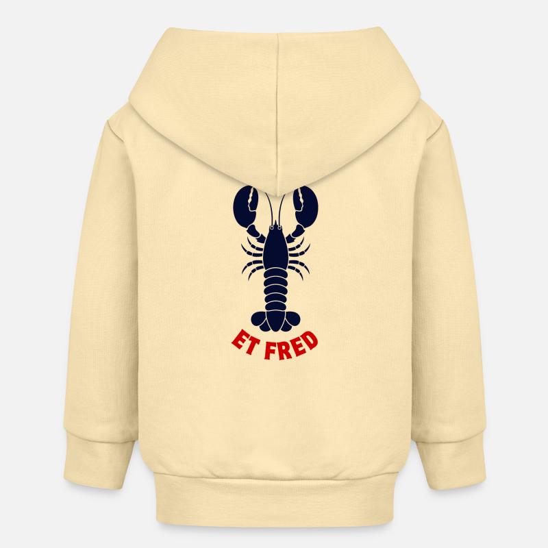Homard, langouste, bord de mer - Veste à capuche bébé bio Stanley/Stella - crème