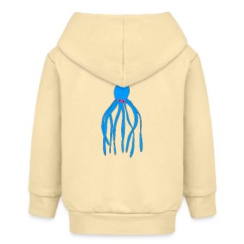 Blue cartoon octopus with pink eyes - Baby Organic Zip-up Hoodie by Stanley/Stella - cream - Back