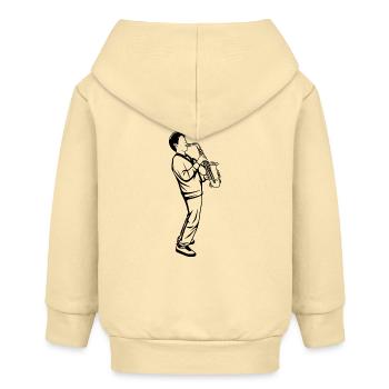 Saxophon Junge - Baby Organic Kapuzenjacke Baby Connector von Stanley/Stella - Creme - Hinten