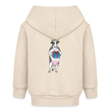 Kuh Geburtstag Partyhut - Baby Organic Kapuzenjacke Baby Connector von Stanley/Stella - Natur - Hinten