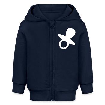 Pacifier - Baby Organic Zip-up Hoodie by Stanley/Stella - navy - Front