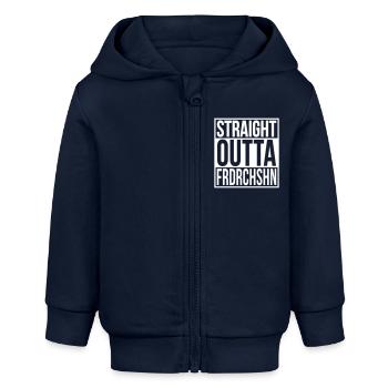 Straight outta Friedrichshain Berlin Hip Hop Rap - Baby Organic Kapuzenjacke Baby Connector von Stanley/Stella - Navy - Vorne