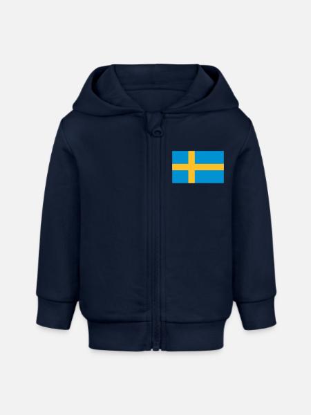 Nationalflagge von Schweden - Baby Organic Kapuzenjacke Baby Connector von Stanley/Stella - Navy