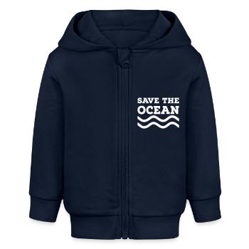Sauvez l’océan - Veste à capuche bébé bio Stanley/Stella - bleu marine - Devant