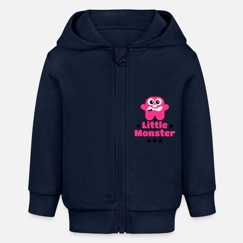 Little Monster petit monstre - Veste à capuche bébé bio Stanley/Stella - bleu marine