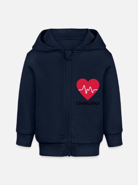 Herz Charleroi - Baby Organic Kapuzenjacke Baby Connector von Stanley/Stella - Navy