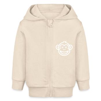 Lustiger Affe - Baby Organic Kapuzenjacke Baby Connector von Stanley/Stella - Natur - Vorne