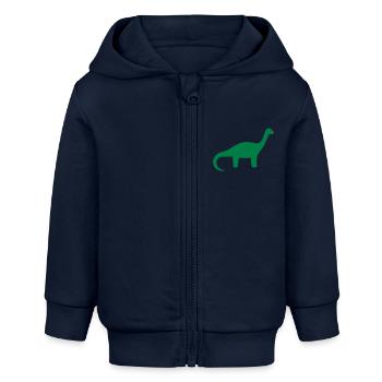 Children's T-Shirt Dinosaur Brontosaurus - Baby Organic Zip-up Hoodie by Stanley/Stella - navy - Front