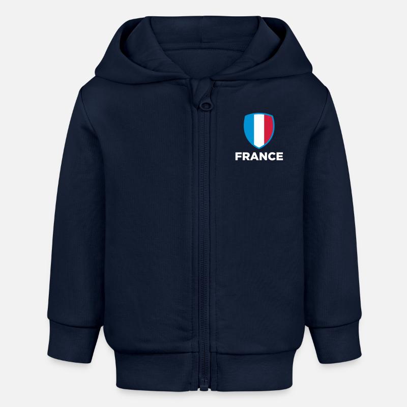 Drapeau national de la France - Veste à capuche bébé bio Stanley/Stella - bleu marine