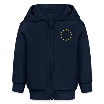 EU Sterne - Baby Organic Kapuzenjacke Baby Connector von Stanley/Stella - Navy - Vorne