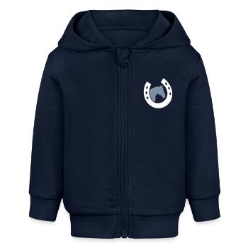 Hufeisen&Pferd - Baby Organic Kapuzenjacke Baby Connector von Stanley/Stella - Navy - Vorne
