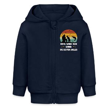 Opa und Enkel Beste Angler Geschenk - Baby Organic Kapuzenjacke Baby Connector von Stanley/Stella - Navy - Vorne