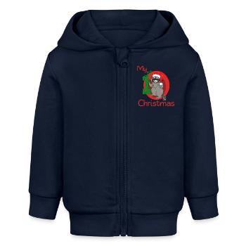my first christmas - Baby Organic Kapuzenjacke Baby Connector von Stanley/Stella - Navy - Vorne