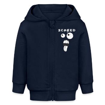 Graphique drôle et effrayé - Veste à capuche bébé bio Stanley/Stella - bleu marine - Devant