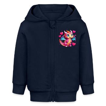 Farbenfroher Drache - Baby Organic Kapuzenjacke Baby Connector von Stanley/Stella - Navy - Vorne