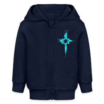 Messianic Jews Jewish Christians David Star Cross - Baby Organic Zip-up Hoodie by Stanley/Stella - navy - Front