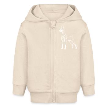 Doberman Lineart - Baby Organic Zip-up Hoodie by Stanley/Stella - soft Ecru - Front