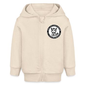 LOVE CATS HATE FASCISM - ALL CATS ARE BEAUTIFUL - Baby Organic Zip-up Hoodie by Stanley/Stella - soft Ecru - Front
