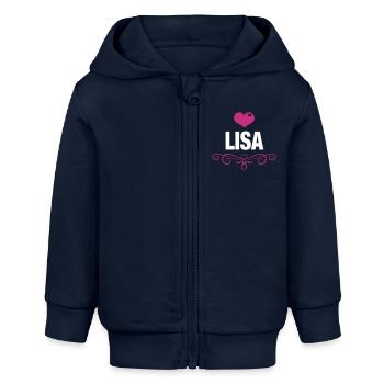 Lena, Love, Hearts, Baby, Girls, Birthday, Gifts - Baby Organic Zip-up Hoodie by Stanley/Stella - navy - Front