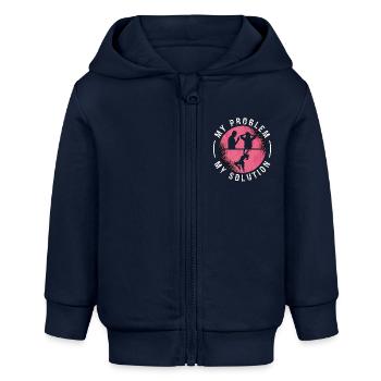 Escalade en salle Mon problème Mon pictogramme Maman Papa - Veste à capuche bébé bio Stanley/Stella - bleu marine - Devant
