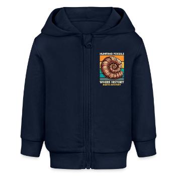 Fossil Hunter Hunting Fossils Where Paleontology - Baby Organic Kapuzenjacke Baby Connector von Stanley/Stella - Navy - Vorne