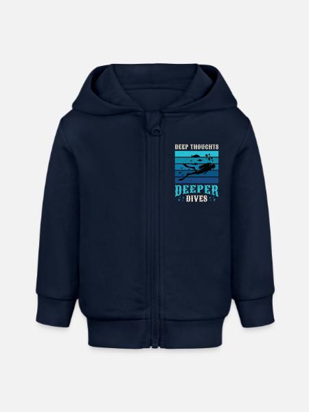 Scuba Diving Deep Thoughts Deeper Dives Snorkeler - Stanley/Stella baby zip-hættetrøje økologisk - marineblå