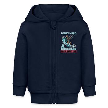 Kiteboarding I Only Need A Kiteboarding Surfing - Baby Organic Kapuzenjacke Baby Connector von Stanley/Stella - Navy - Vorne