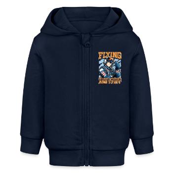 Aerobatic Pilot Flying Because Physics Aviation - Baby Organic Kapuzenjacke Baby Connector von Stanley/Stella - Navy - Vorne