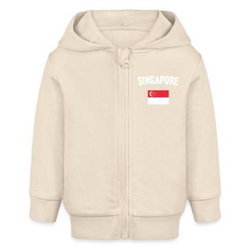 Singapur Flagge - Baby Organic Kapuzenjacke Baby Connector von Stanley/Stella - Natur - Vorne