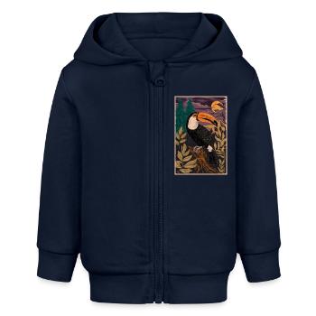 Mystischer Tukan im Mondschein - Baby Organic Kapuzenjacke Baby Connector von Stanley/Stella - Navy - Vorne