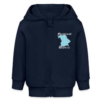 Freistaat Bayern Kontur Flagge 2 - Baby Organic Kapuzenjacke Baby Connector von Stanley/Stella - Navy - Vorne