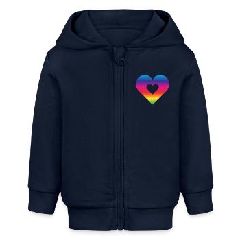 Regenbogen Herz Homosexualität LGBT Liebe - Baby Organic Kapuzenjacke Baby Connector von Stanley/Stella - Navy - Vorne